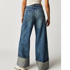 Free People Blue Wide-Leg Jeans